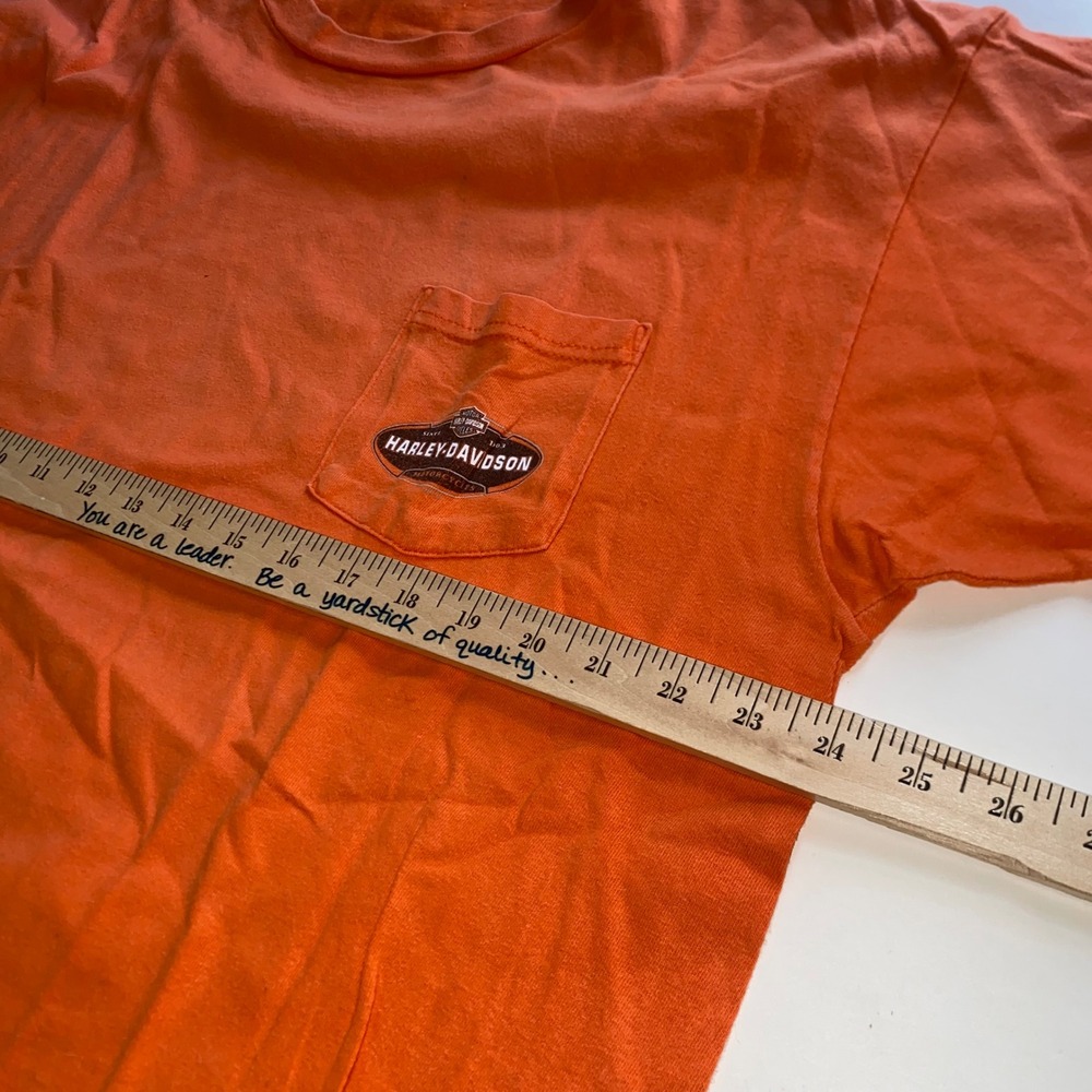 Harley Davidson Sandy's Fremont MI Orange Pocket Graphic T-Shirt Mens 2X - Picture 3 of 6